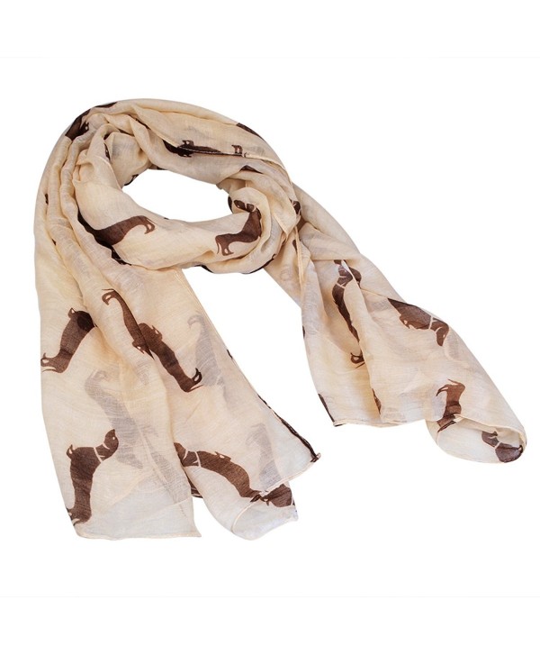 New Fashion 9 Color Animal Dachshund Dog Print Scarf Pashmina Women Scarves - Beige - CK125TLXRID