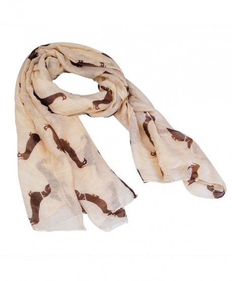 New Fashion 9 Color Animal Dachshund Dog Print Scarf Pashmina Women Scarves - Beige - CK125TLXRID