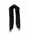 LARRONKETY Women's Fashion Long Shawl Big Grid Winter Warm Large Knit Thicken Tassel Scarf - Black - CB187ECUOX8