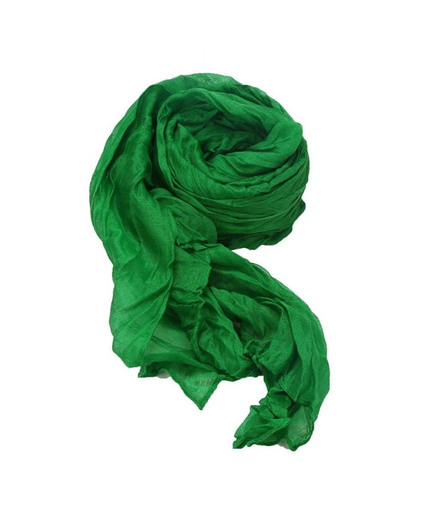 DDLBiz Women Cotton Long Soft Crinkle Scarf Wrap Shawl Candy Colors - Green - CA12NGBQNT9