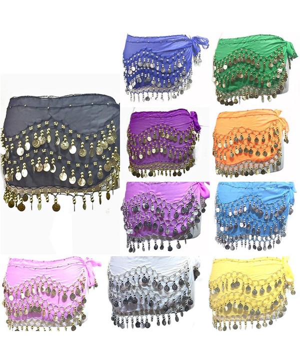 REINDEAR 12 Pcs Belly Dance Skirt Scarf Hip Wrap Belt Wholesale Low Price Voile Coins US Seller - CF11YCC0JCX