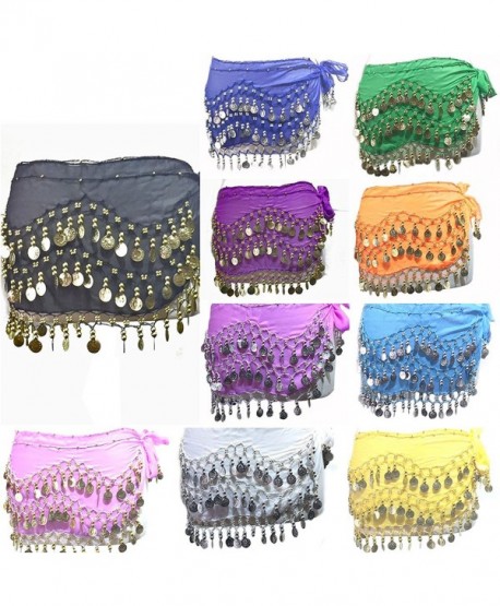 REINDEAR 12 Pcs Belly Dance Skirt Scarf Hip Wrap Belt Wholesale Low Price Voile Coins US Seller - CF11YCC0JCX