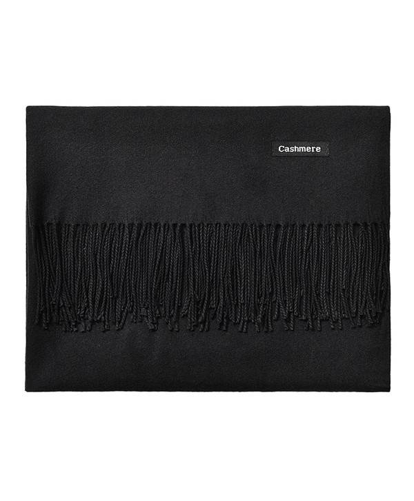 L'vow Women's Soft Cashmere Blend Evening Scarves Pashmina Cape Shawl Wraps Stole - Black - CD1873MS6QG