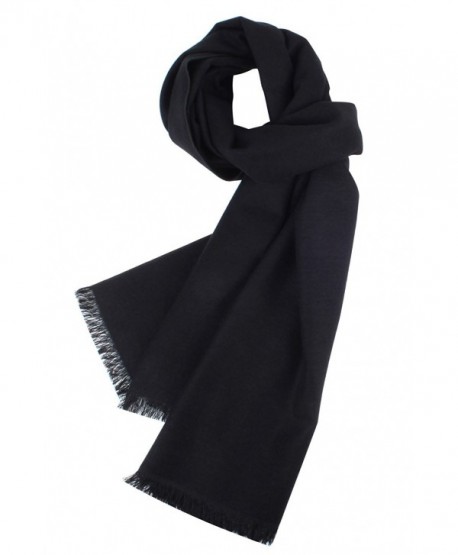 Kat Cheung Bahar 100% Silk Warm And Fashion Soft Brushed Scarf For Men Plain Color - Black - CS188O7OQZ8