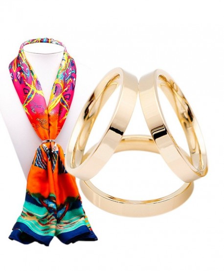 SHAN LI HUA Simple Design Three Rings Scarf Buckle Female scarf ring 18 k gold plated - golden - CB184QT0IED