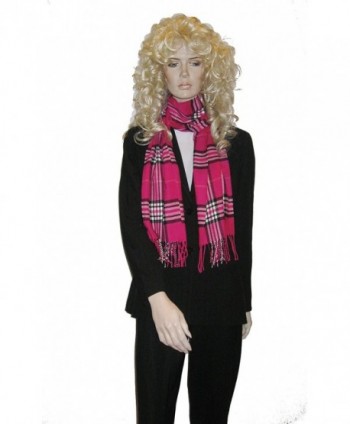 Cashmere Feel Unisex Pashmina Scarf in Checks and Plaid (FUCHSIA) - Fuchsia - C6115LTC0IH