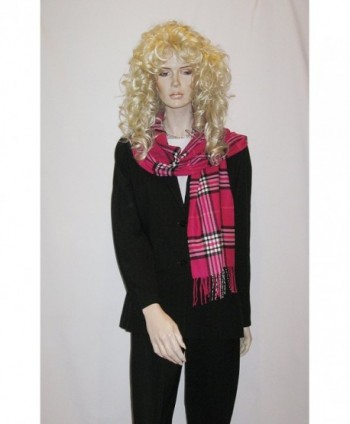 Cashmere Unisex Pashmina Checks FUCHSIA in Wraps & Pashminas