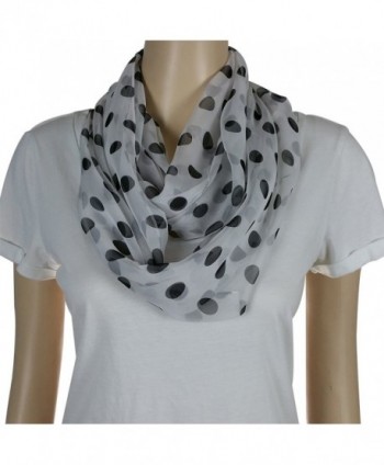 Silk Like Infinity Scarf Soft and Silky for Warm Weather - Polka Dot- White and Black - CJ11ZDBTMV1