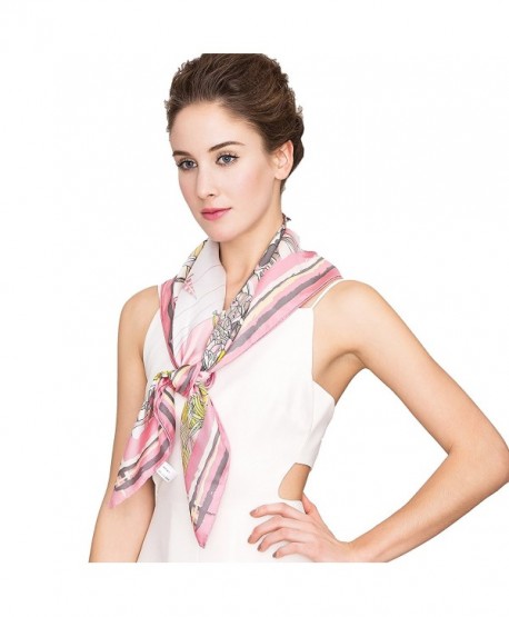 Silk Scarf Women- 100% Silk Pure Mulberry for Women Square Wrap 35''x35'' - Pink - CP17YC3WK8G