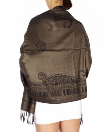 SERENITA Checker border paisley pashmina in Wraps & Pashminas