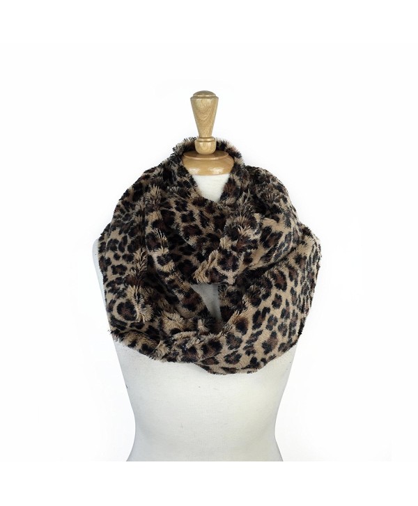 Paskmlna Super Soft Faux Fur Animal Print Warm Infinity Loop Circle Scarf -Diff Colors - Leopard2 - CT129PMNG5L