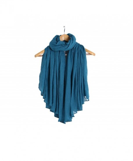 Yonger 71"x59" Women's Infinite Loop Scarves Linen Cotton Silk Scarf Soft Shawl - Light Blue - CO128JRGM31