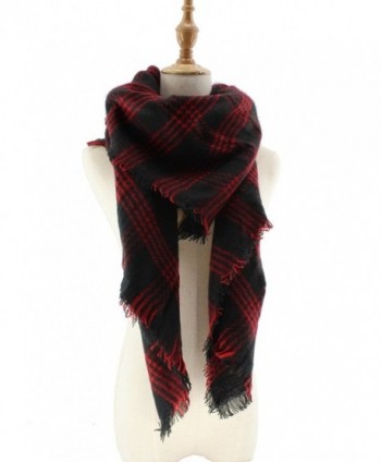 Jiao Miao Women's Soft Tartan Scarf Winter Large Blanket Wrap Shawl - 170801-red - CZ18695ELAW