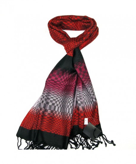 Lovarzi Women Checkered & Lens effect scarf - Colourful ladies pashmina scarves - Red - CC11HK2OTVJ
