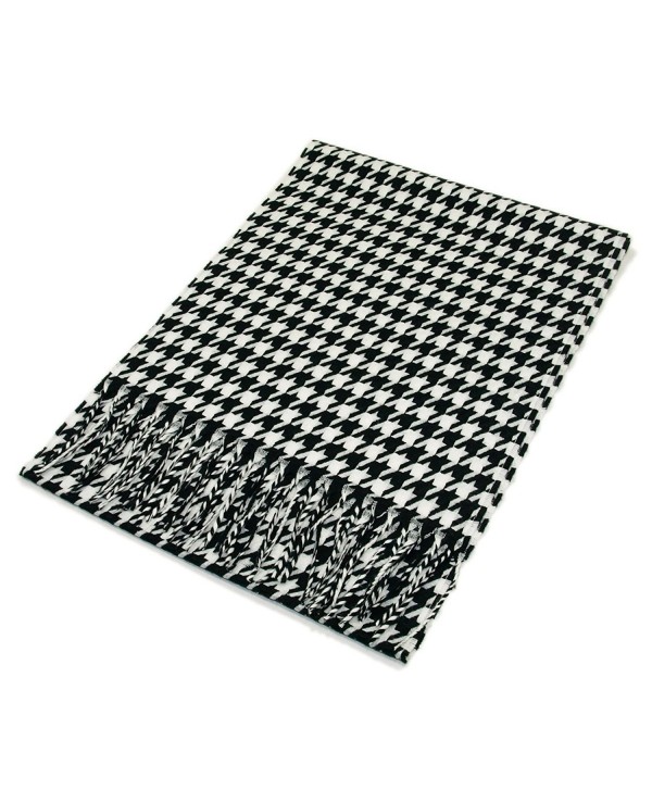 Classic Premium Unisex Houndstooth Winter Fringe Scarf - Different Colors Available - Black/White - CD115KISEXT