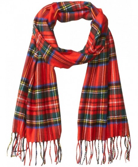 David & Young Softer Than Cashmere Acrylic Scarf with Fringe Accessory - Red Plaid - CA188A003SU