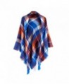 Women's Cozy Tartan Scarf Wrap Shawl Neck Stole Warm Plaid Checked Pashmina - Blue/Orange - C4186GUD6WX