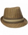 Henschel Men's Paper Straw Fedora with Two Tone Band - Brown - CM17YR8GRR4