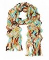 Women's Colorful Open Weave Scarf - Chunky Handcrafted Fringe Wrap - C6187UEOQRX