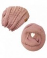 ALLYDREW Thick Knitted Winter Infinity Circle Scarf and Slouchy Beanie Set - Pink Petal - C2186KWX0XW