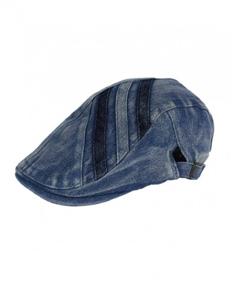 Denim Newsboy Jean Gatsby Cap Ivy Irish Flat Cabbie Driver Golf Hat BXG - Medium Blue - CT11U3P9STN