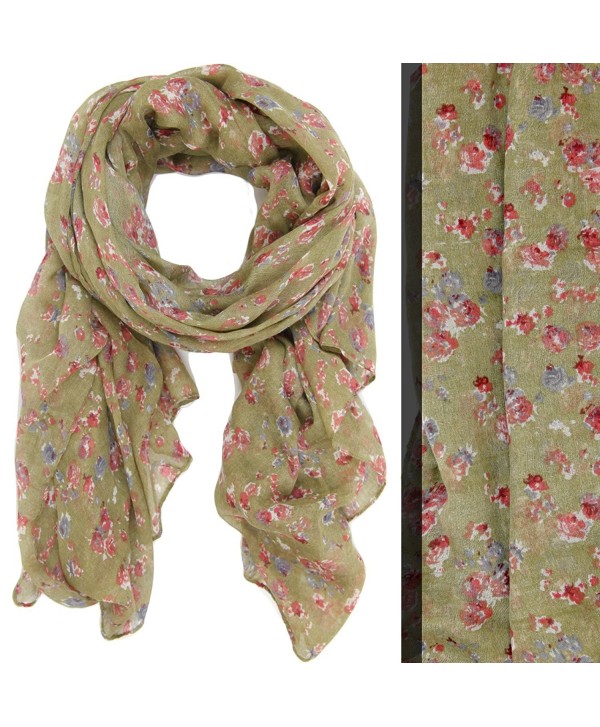 Bucasi English Floral Liberty Print Lightweight Fashion Scarf in Tan - C011FLRUSBF