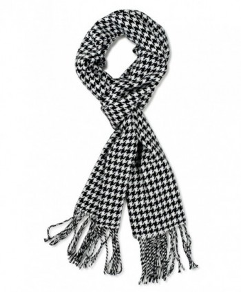 DRY77 Super Soft Luxurious Classic Cashmere Feel Winter Scarf for Women and Men - Black White Houndstooth - C412N421TL9