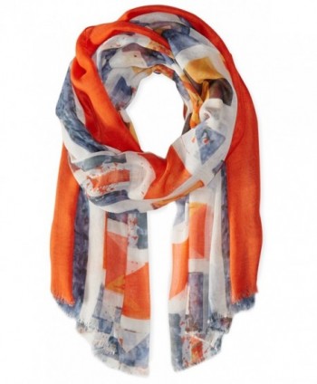 Saro Lifestyle Women's Geo Design Scarf - Coral - C911ZCXEF5X