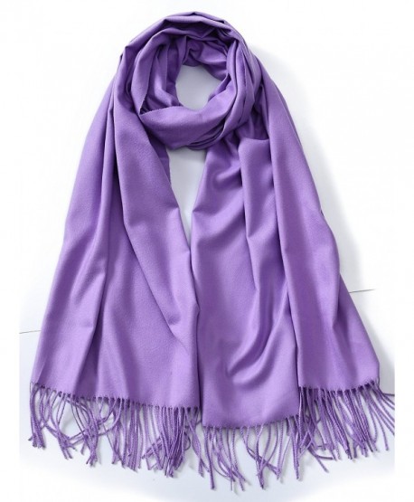 Cindy & Wendy Large Soft Cashmere Feel Pashmina Solid Shawl Wrap Scarf for Women - Lavender - CE188HNRIQO