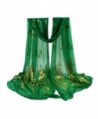 Amiley women lightweight Voile Flower Long Size Wrap Satin-Silk Scarf - Green - CO186R57GQ9
