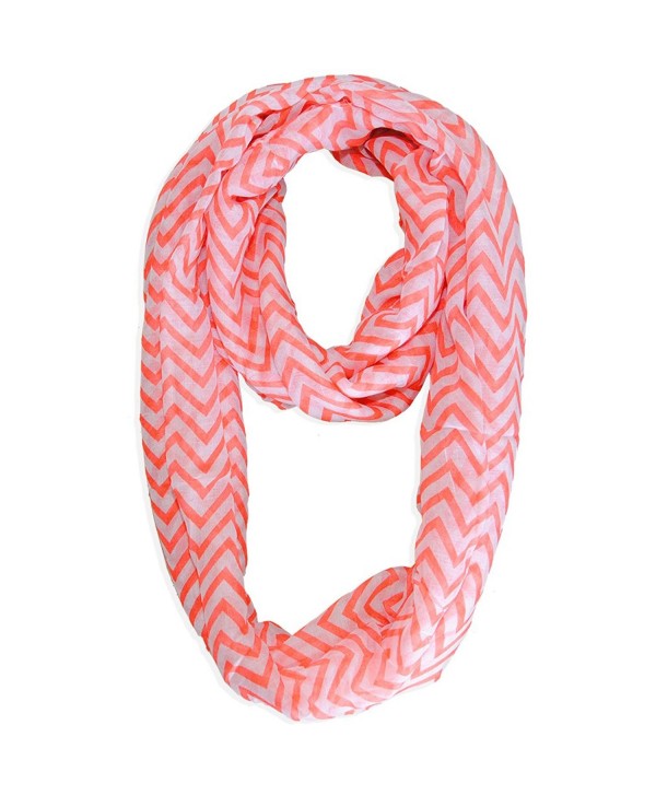 Basico Lady Chevron Scarf Infinity Stylish Soft Wrap Long - Coral - CF11KMU9MAX