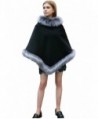 Dikoaina Fashion Women Faux Fur Trim Layers Poncho Shawl Cape Cardigan Sweater - Gery - CM187I6CKSZ