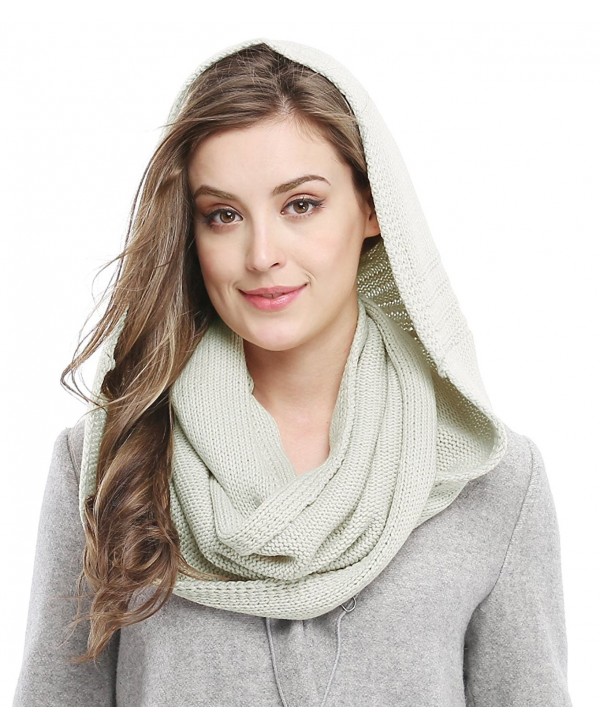 Winter Soft Pullover Knit Infinity Scarf Beanie Hoodie Scarf - Light ...