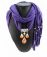 Ysiop Women Dacron Solid Tassel Necklace Scarf Pendant Shawl - Purple - C912GEASL5B