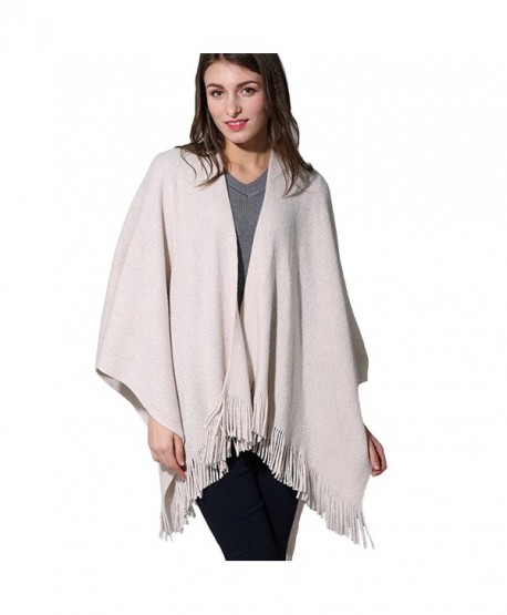 ZISUEX Women Cape Shawl Wrap Fashion Scarf Open Front Poncho Cape Cardigans (Beige) - CP186LOSWUH