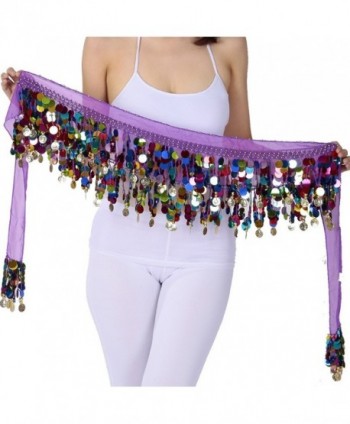 ZLTdream Belly Dance Color Film Gong Hip Scarf Chiffon - Purple - CC12IQZAOMP