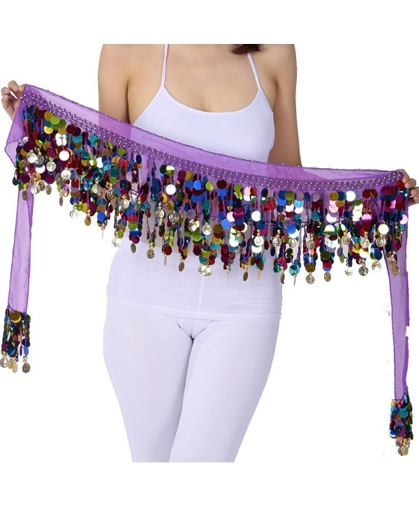 ZLTdream Belly Dance Color Film Gong Hip Scarf Chiffon - Purple - CC12IQZAOMP