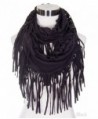 ScarvesMe Fashion Faux Suede Fringed Laser Cut Infinity Scarf - Black - CS12C953EOT