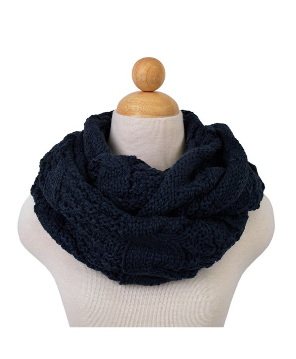 TrendsBlue Premium Winter Thick Infinity Twist Cable Knit Scarf - Diff Colors Avail. - Navy - C511R243YFR