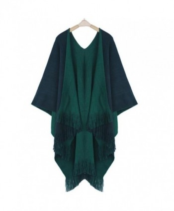 DEESEE(TM) Women Winter Knitted Poncho Capes Shawl Cardigans Sweater Coat - Green - CH12MZTI2KM