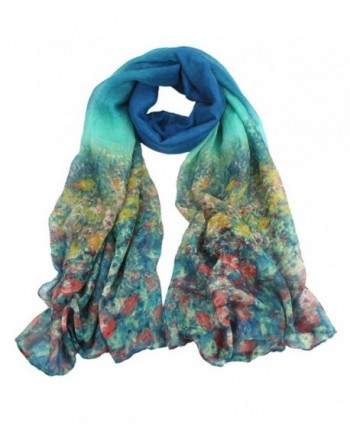 TAORE Soft Light Weight Vintage pastoral Print Sheer Infinity Scarf - Light Blue - C612M4DC54L