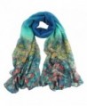 TAORE Soft Light Weight Vintage pastoral Print Sheer Infinity Scarf - Light Blue - C612M4DC54L