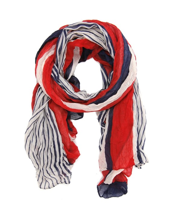 Bucasi Nautical Red White and Blue Stripe Scarf - C211FLRUS83