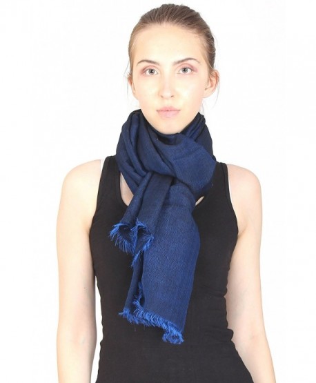 Handcrafted 40% Silk 60% Wool Fabric Cobalt Blue & Black Melange Soft Warm Scarf. X1698 - CE1849QNZYO