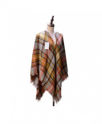 Women's Cozy Tartan Scarf Wrap Shawl Neck Stole Warm Plaid Checked Pashmina - C111TTT542T