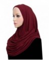 Khatib Jersey Cotton Hijab Easy Instant Headscarf Wrap - Maroon - C117YCRGCWT