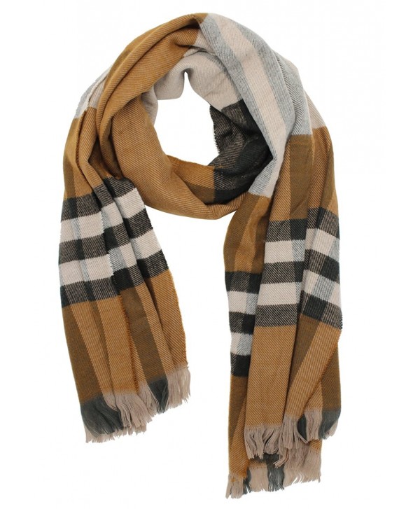 Plaid Blanket Scarf Women Warm Soft Long Pashmina Scarves Wrap Cape Shawl - Brown - CS1888MN6TE