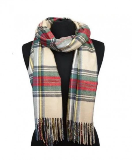 Apparelism Women's Winter Scottish Clan Plaid Oversized Cashmere Feel Blanket Scarf Wrap Shawl. - Plaid Beige - CA18978WK36