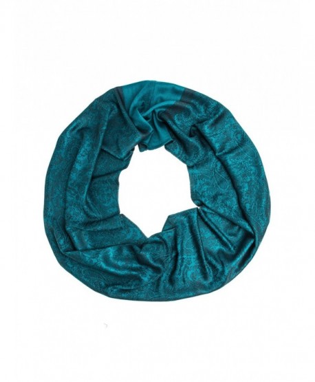 Bohomonde Rajeshri Rare Pashmina Silk Infinity Scarf - Dark Teal - CE12MX6NME2