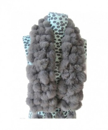 Deamyth Women Winter Rabbit Fur Scarf Ball Velvet Scarves Neck Warmer Collar Scarf - Gray - CA12O4YA3ML